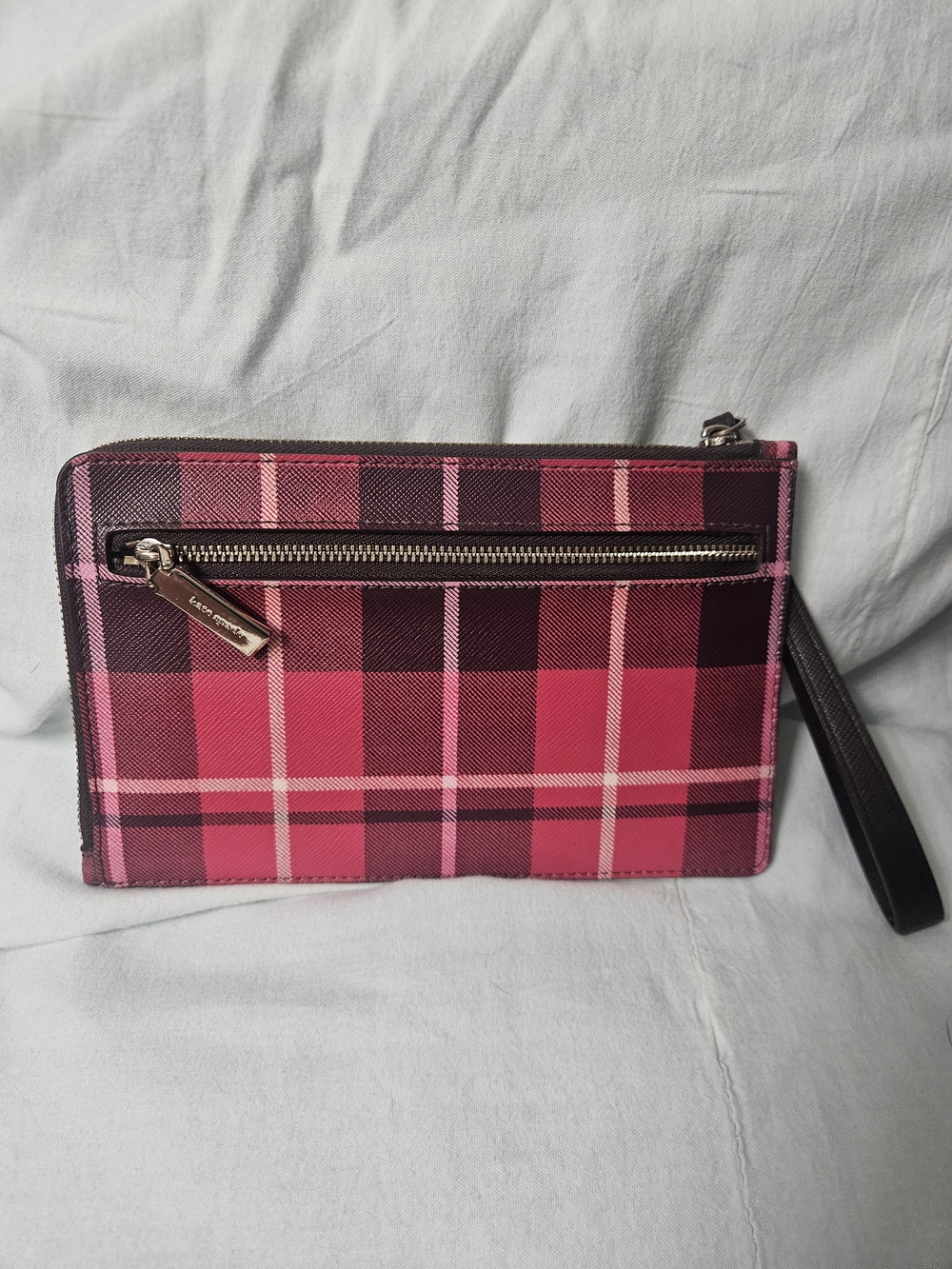 Kate Spade Pink Plaid Wristlet - Picture 2 of 7